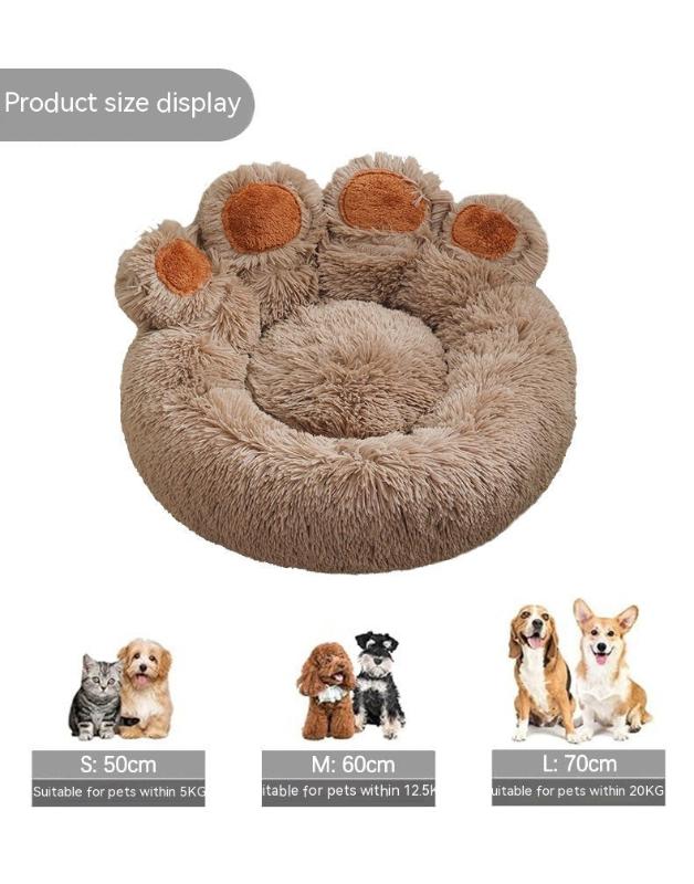 Plush Cathouse Doghouse Pet Bed Winter Warm Paw-shaped