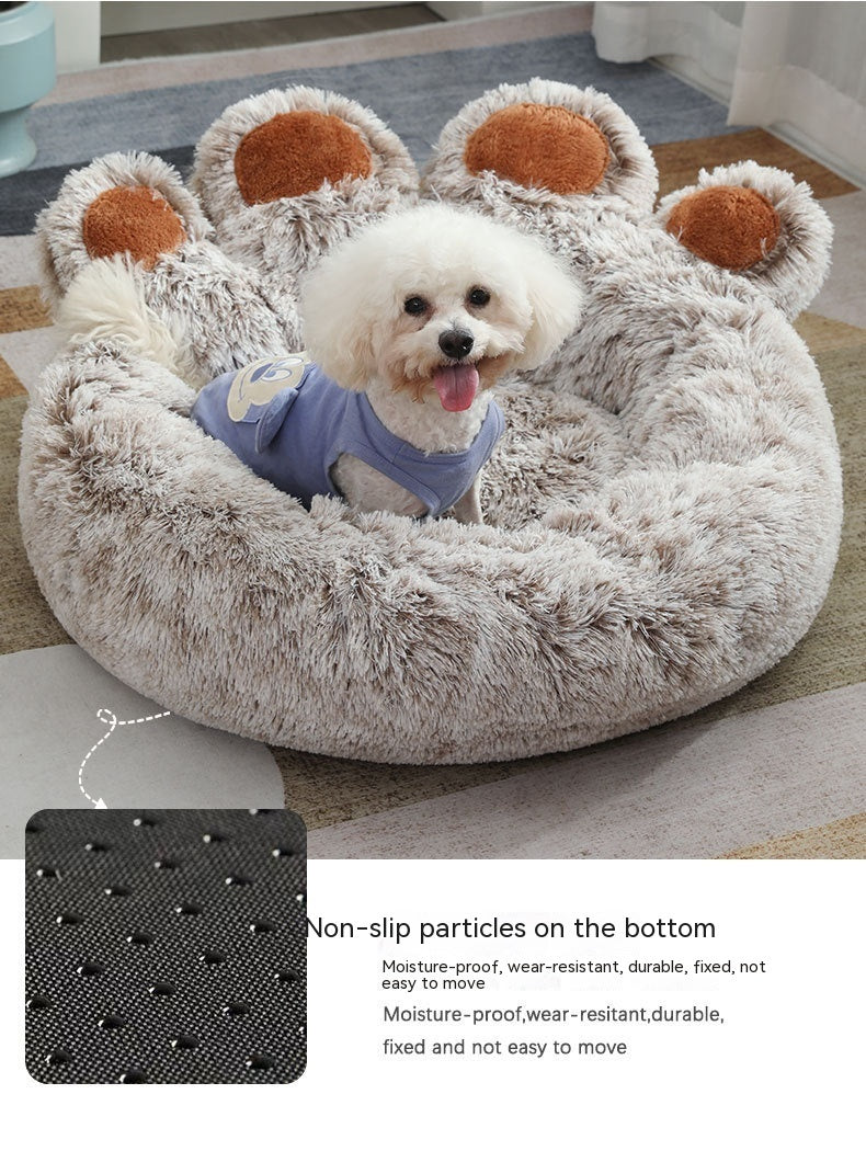 Plush Cathouse Doghouse Pet Bed Winter Warm Paw-shaped