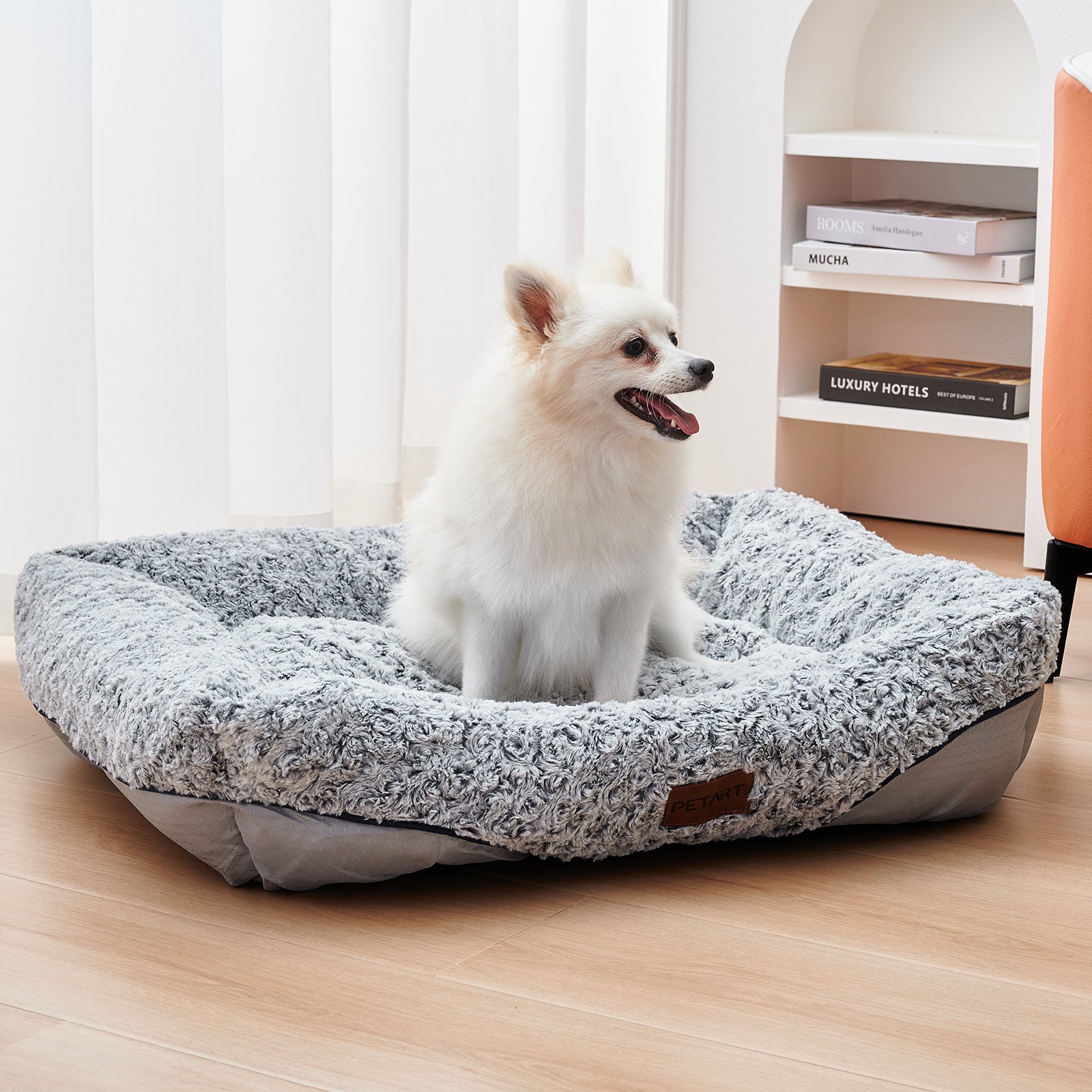 Swirl Rose Velvet Machine Washable Dog Beds For Small Medium Dogs