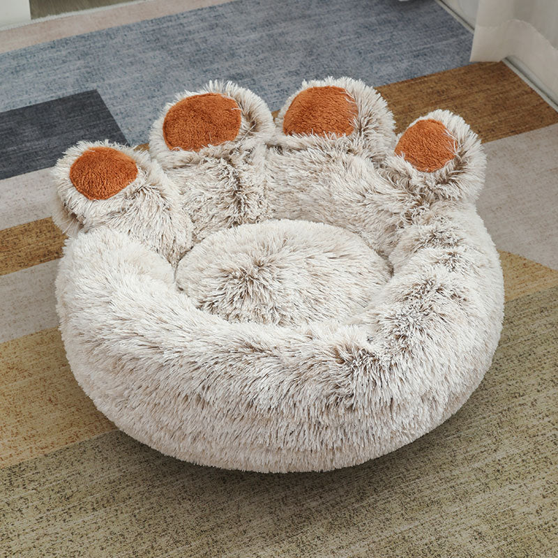 Plush Cathouse Doghouse Pet Bed Winter Warm Paw-shaped