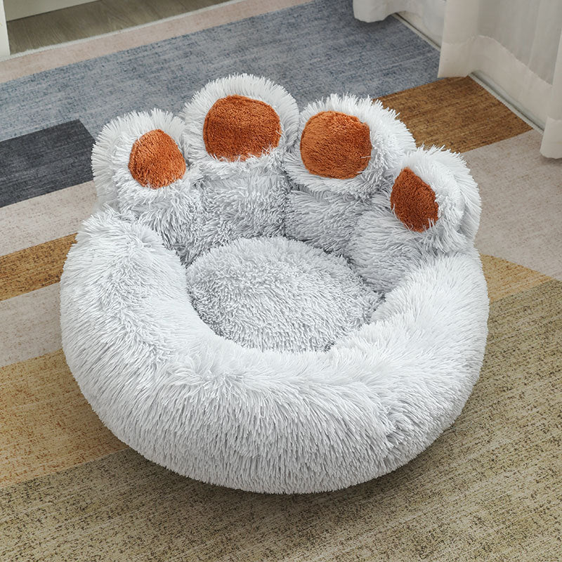 Plush Cathouse Doghouse Pet Bed Winter Warm Paw-shaped